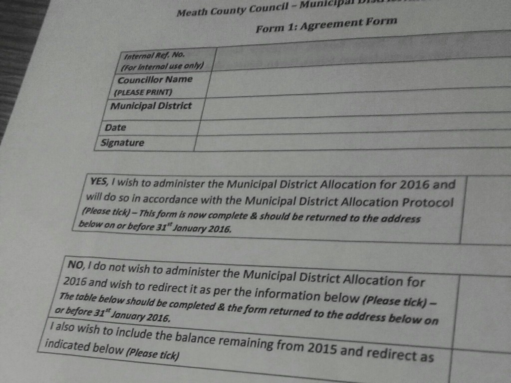 Agreement Form for Councillors